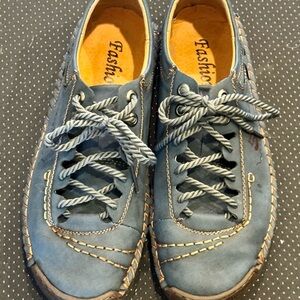 Mens Blue Leather Sneakers